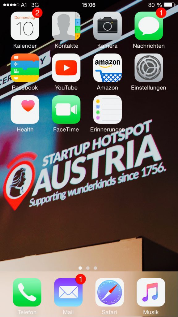 Der Homescreen von Mahrers iPhone.