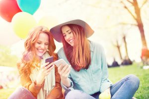 group of girls hearing web radio