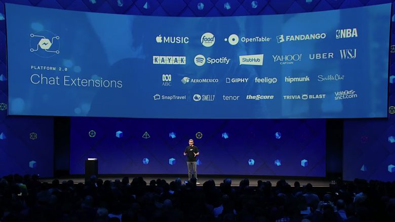 Messenger-Chef David Marcus präsentiert auf der f8. © Facebook