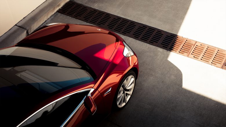 Das Model 3 in Rot. © Tesla Motors