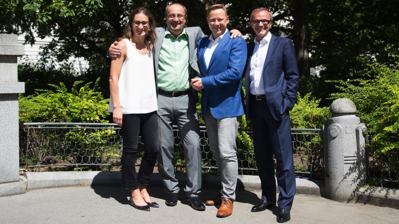 Die Deal-Macher: Estelle Monod (VP Mergers & Acquisitions, Schneider Electric), Horst Mayer (CEO, nxtControl), Herbert Gartner (Managing Director, eQventure) und Arnold Kopitar (Geschäftsführer, nxtControl). © Michael Beck