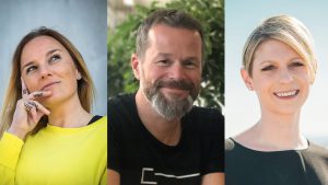 Romy Sigl (CoWorking Salzburg), Bernhard Lehner (startup300) und Stefanie Kurzweil (Semicolon Relations). © Sigl/startup300/Kurzweil/Montage Trending Topics