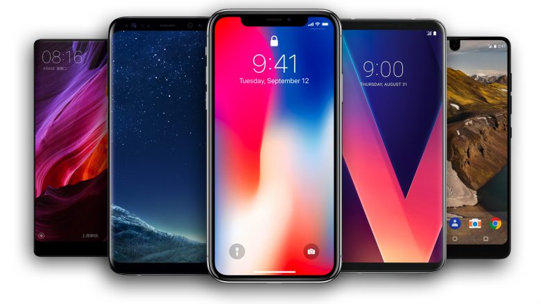 iPhone X, umringt von der Android-Konkurrenz. © Apple, Samsung, LG, Google, Essential/Montage Trending Topics