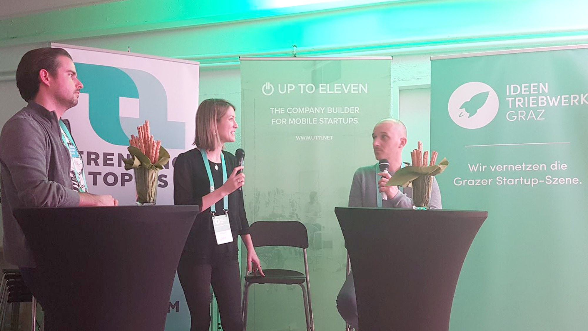 Diskussion mit Matthias Ruhri (Up to Eleven, Sara Grasel (Trending Topics) und Horst Eckstein (BiLLitii). (c) Trending Topics