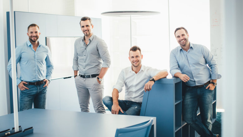 Das Führungsteam des 360 Lab: Martin Trink, Head of Accelerator, Felix Uitz, Head of Innovation, Dominik Renner, Head of PMO und Christian Vancea, Managing Director (v.l.n.r.) © 360 Lab/Karl Schrotter photograph