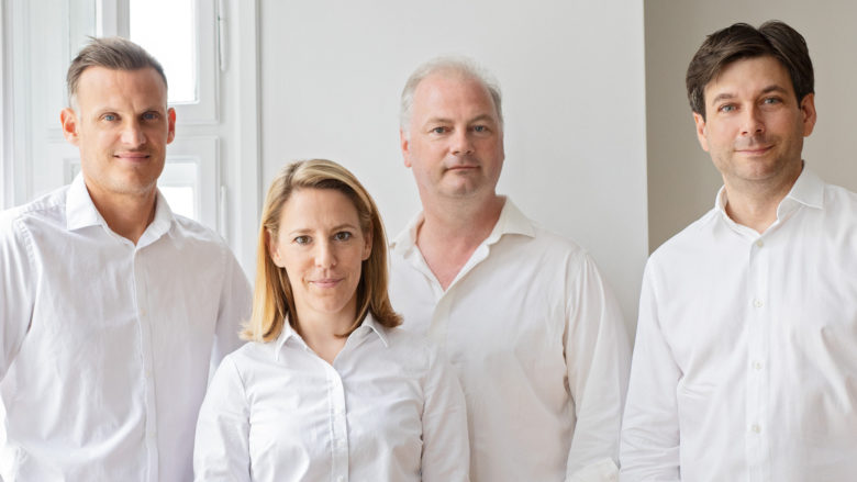 Andrew Bunce (Head of Product), Johanna Konrad (CSO), Peter Bainbridge-Clayton (CTO) und Russell E. Perry (CEO) von kompany. © vyhnalek.com