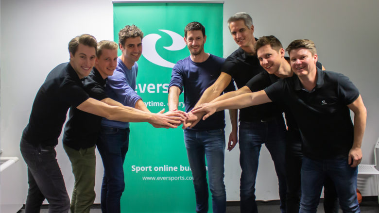 Philipp Braunsberger (CFO Eversports), Emanuel Steininger (VP of Engineering Eversports), Vincent van den Tol (CPO Fitmanager), Maarten Borgers (CEO Fitmanager), Hanno Lippitsch (CEO Eversports), Stefan Feirer (CPO), Thomas Fritz (CTO). © Eversports