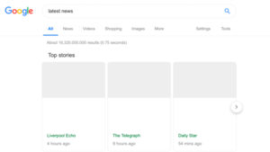 Gähnende Leere in Google News © Google via Search Engine Land