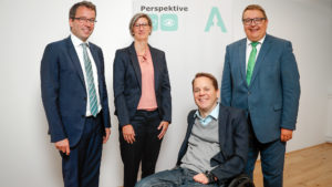 Johannes Kopf (AMS), Caroline Wallner-Mikl (Rewe), Greor Demblin (myAbility) und Martin Graf (Energie Steiermark). © Lukas Ilgner