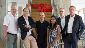 Hans-Jörg Schelling, Ralf Kunzmann vom aws Gründerfonds, Albert Ortig von Roomle, Lekha Thailayil vom aws Gründerfonds, Christian Matzinger von KGG-UBG und Johannes Artmayr von Strasser Steine (von links) © Roomle