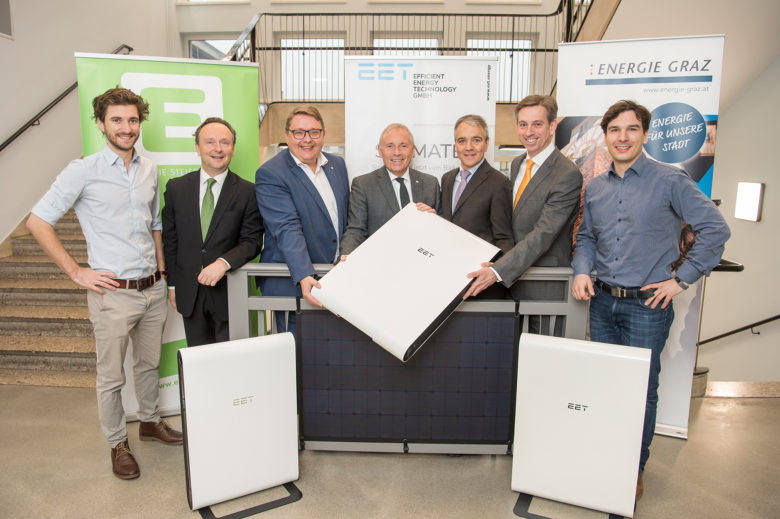 Christoph Grimmer (EET), Peter Trummer (Vertrieb Energie Steiermark), Martin Graf und Christian Purrer (Vorstand Energie Steiermark), Boris Papousek und Werner Ressi (GF Energie Graz) und Stephan Weinberger (EET). © Foto Fischer