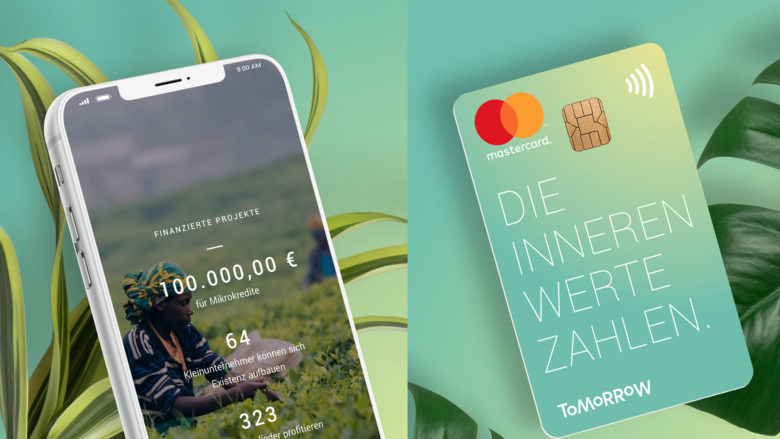 Die Tomorrow-App kommt mit Visa-Karte. © Tomorrow