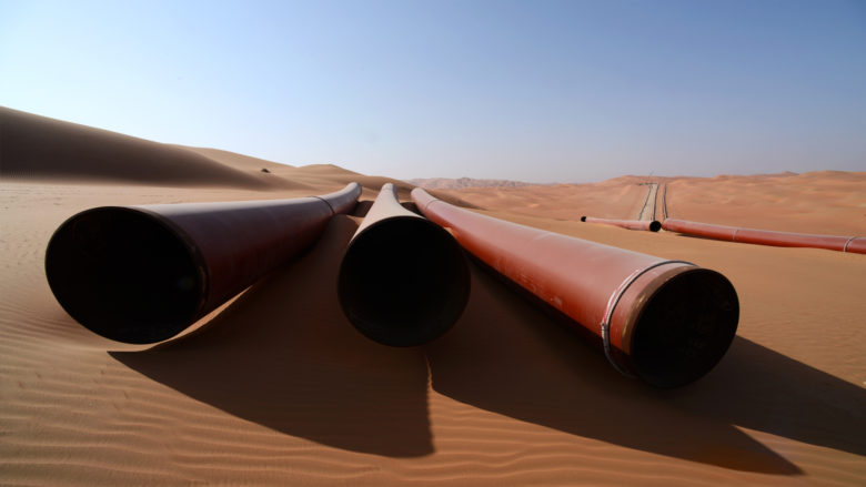 Pipelines am Shaybah-Feld am nördlichen Rand der Wüste Empty Quarter in Saudi-Arabien. © saudi Aramco