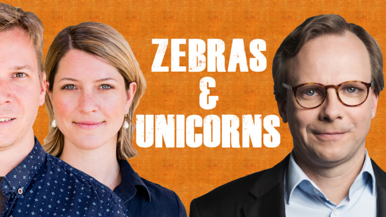 Jakob Steinschaden & Sara Grasel von "Zebras & Unicorns" und Andreas Bierwirth, CEO Magenta Telekom. © Trending Topics, Magenta Telekom / Montage Trending Topics