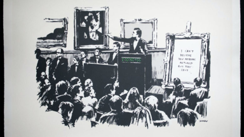 Das Banksy-Gemälde "Morons", erworben und digitalisiert von Injective Protocol. © Banksy