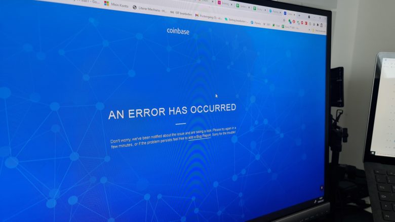 Error bei Coinbase. © Trending Topics