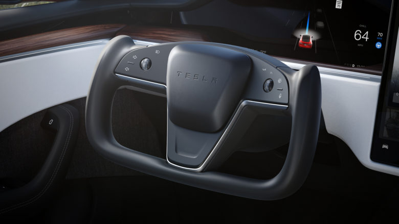 "Yoke"-Lenkrad bei Tesla Model S Plaid © Tesla