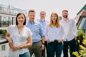 Christina Schlesinger (Chief Customer Officer), Andreas Glänzer (Chief Operating Officer), Alexander Igelsböck (Chief Executive Officer), Harriet Durnford-Smith (Chief Marketing Officer), und Martin Brunthaler (Chief Technology Officer) von Adverity. © Carina Brunthaler