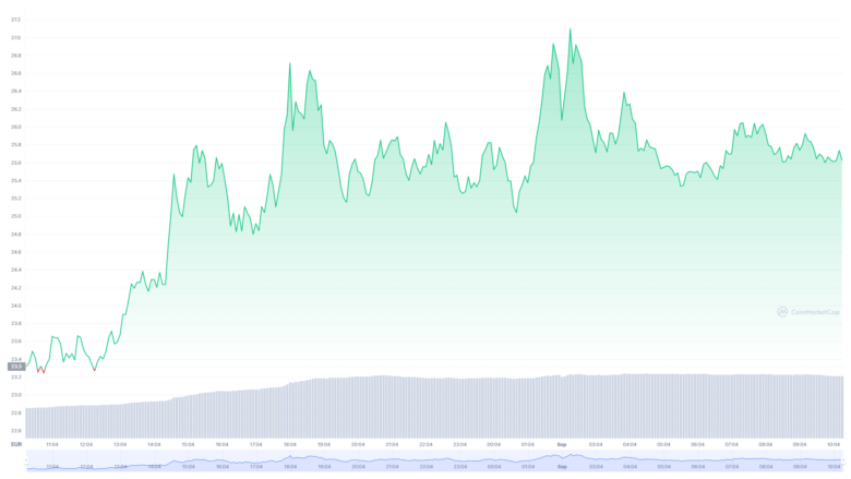 Der Polkadot-Chart der letzten 24 Stunden. © CoinMarketCap