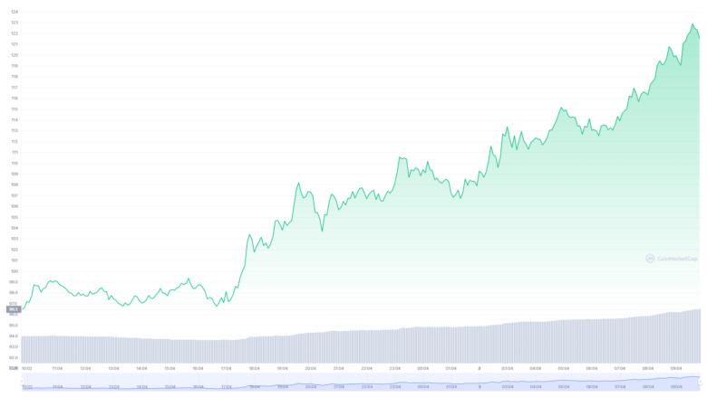 Der Solana-Chart der letzten 24 Stunden. © CoinMarketCap