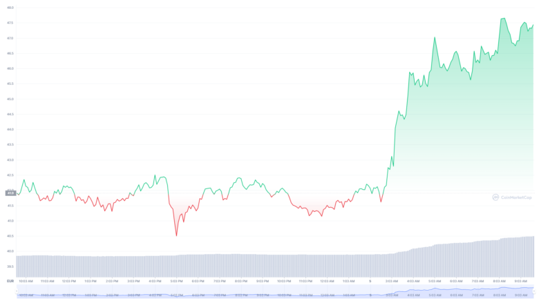 Der Internet Computer-Chart der letzten 24 Stunden. © CoinMarketCap