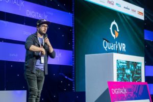 Krasimir Nikolov of QuarkVR pitching the future of VR streaming on the main stage during DigitalK ©DigitalK