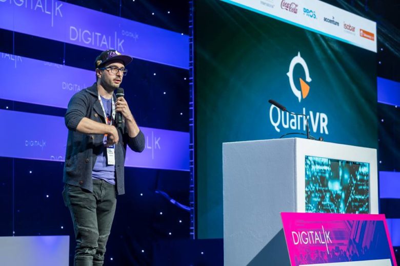 Krasimir Nikolov of QuarkVR pitching the future of VR streaming on the main stage during DigitalK ©DigitalK