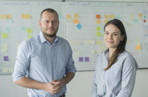 Daniel Aleksiev, Head of Digital Banking and Innovation & Yoanna Genova, Coordinator of Elevator Lab Challenge in Bulgaria