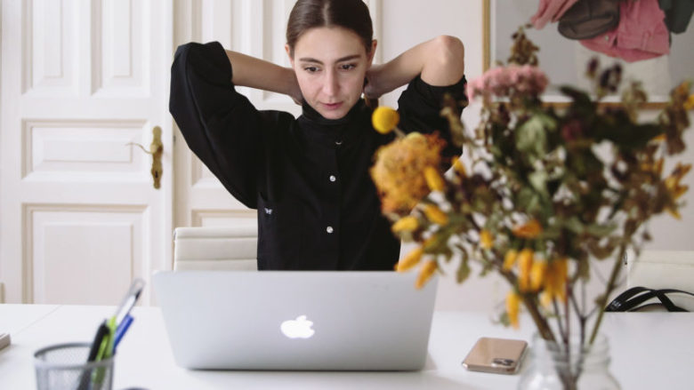 woman desk home office