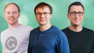 Die Grammarly-Gründer Max Lytvyn, Alex Shevchenko und Dmytro Lider. © Grammarly