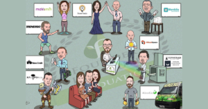 The graduating founders surprised FI Sofia directors with a caricature depicting all of them