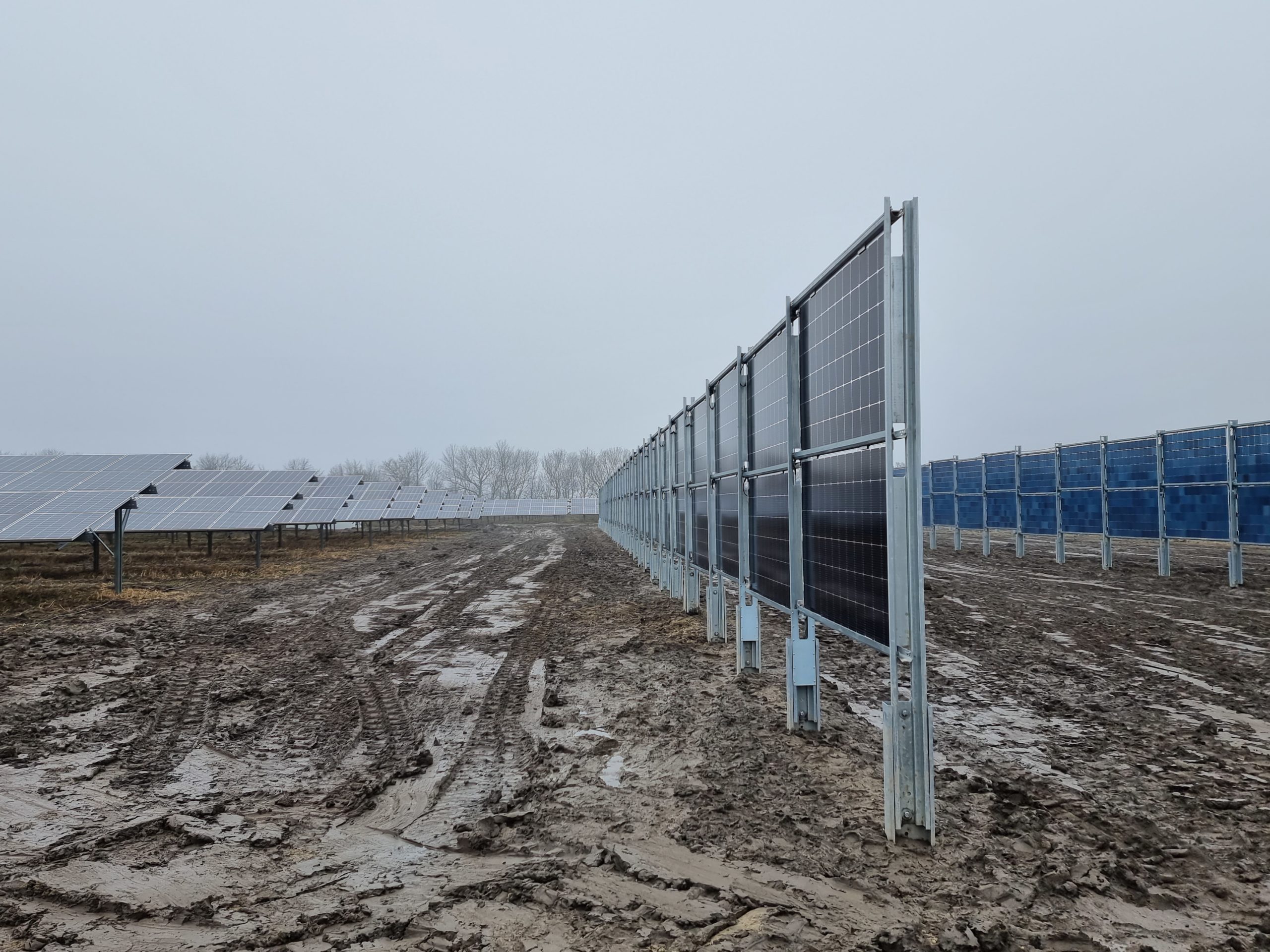 400 vertikale PV-Moduale ermöglichen Ackerbau auf der Anlage © Tech & Nature 