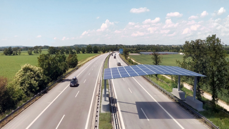 So soll der Photovoltaik-Prototyp über der A81 aussehen © AIT