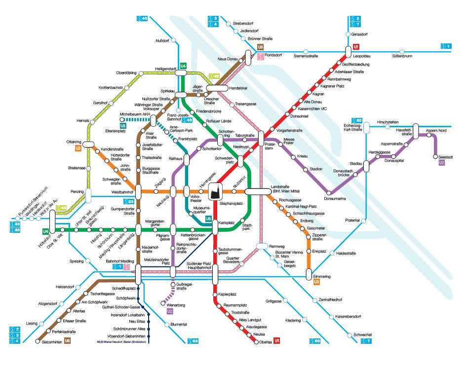 U-Bahn-Netzplan mit dem Linienkreuz U2/U5
