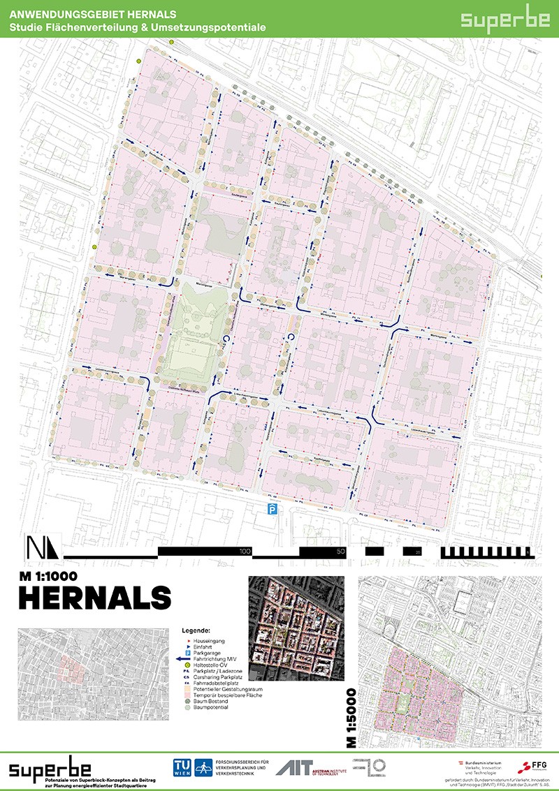 Die Planung eines Superblocks im 17. Bezirk aus dem Forschungsprojekt SUPERBE © SUPERBE