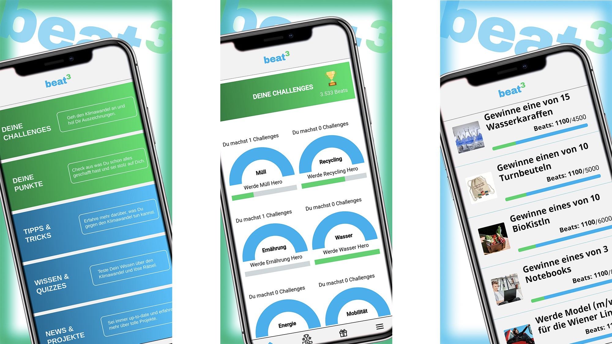 Beat3 fördert mit kleineren Challenges ein klimafreundliches Leben © Beat3