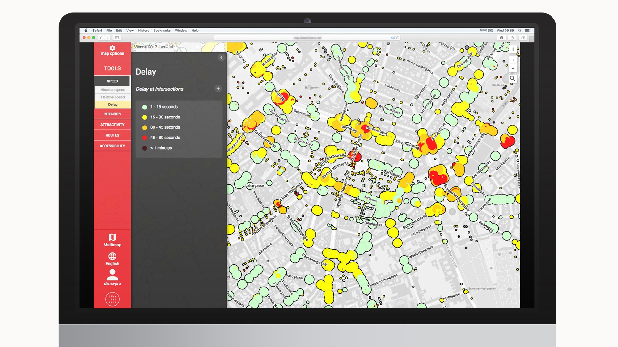 Bike Citizens bietet Städten auch ein Analyse-Tool für Infrastruktur-Projekte an © Bike Citizens