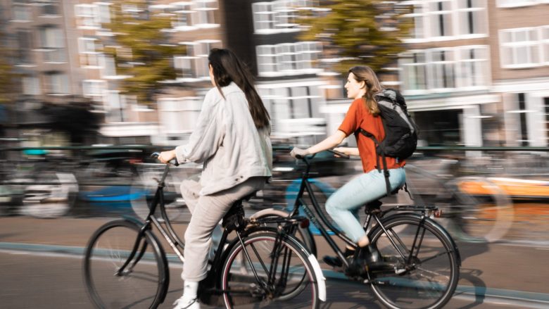 Fahrrad, Rad, Radweg, Frauen, Stadt, Green City