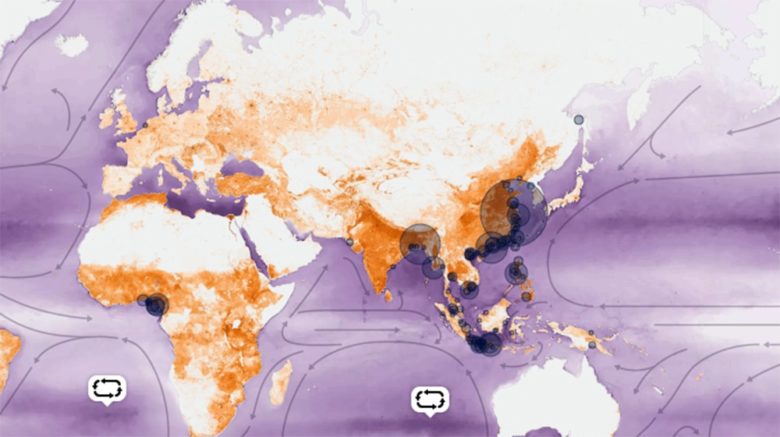 Der WWF hat eine Weltkarte zu Plastikmüll erstellt © Screenshot/WWF