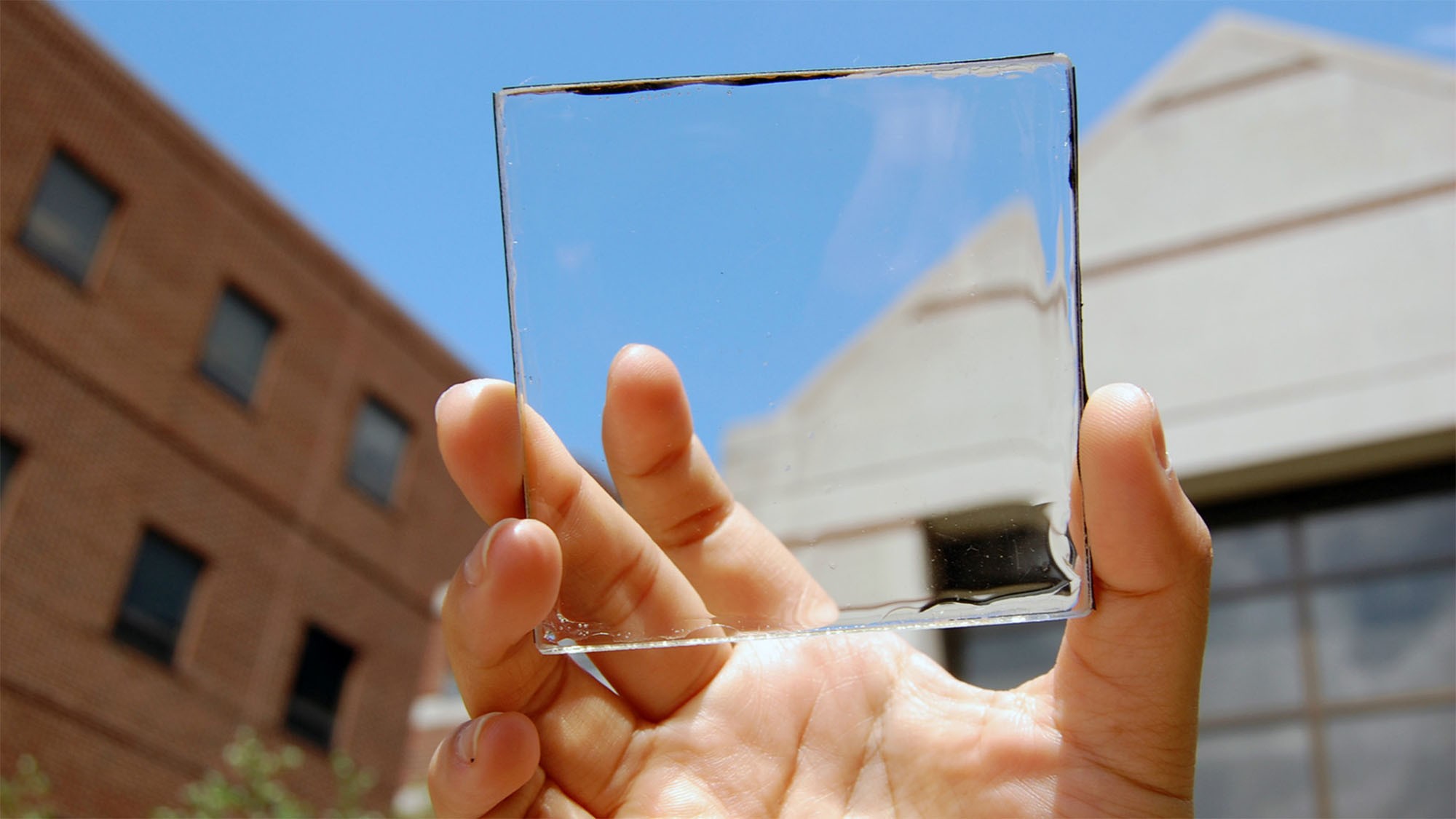 Das an der Michigan State University entwickelte Solarmodul ist komplett durchsichtig © Yimu Zhao