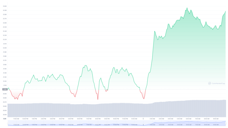 Der Chainlink-Chart der letzten 24 Stunden © Coinmarketcap