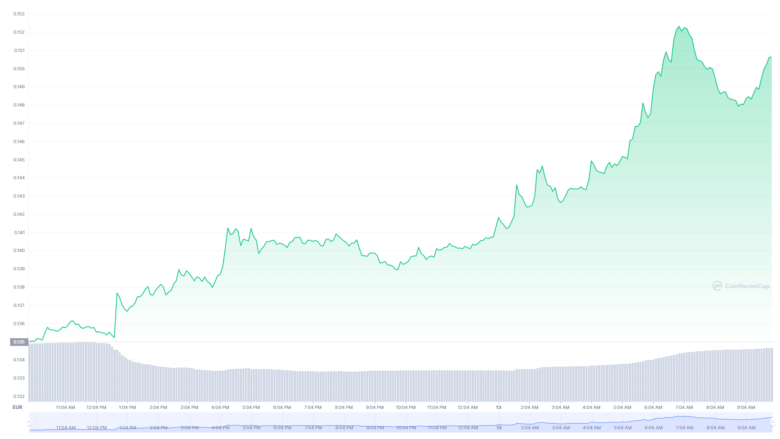 Der Dogecoin-Chart der letzten 24 Stunden © Coinmarketcap