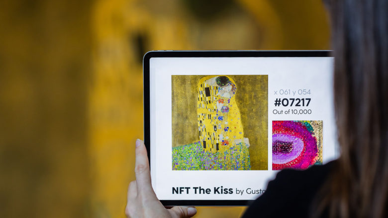 NFT-Präsentation „Der Kuss" von Gustav Klimt im Oberen Belvedere © Ouriel Morgensztern / Belvedere, Wien