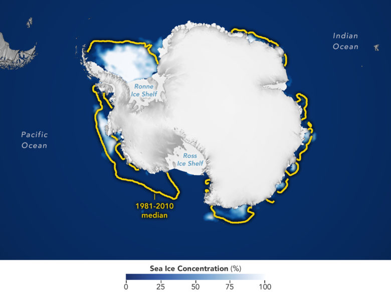 Meereiskonzentration in der Antarktis © NASA