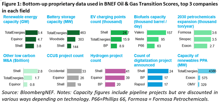 BloombergNEF untersuchte insgesamt zehn Kategorien, die für eine ökologische Wende stehen. © BloombergNEF