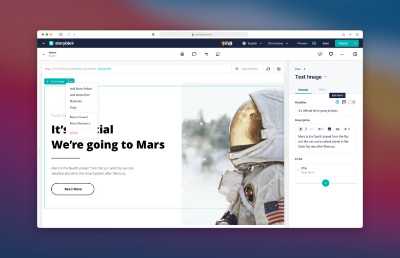 Storyblok Editor. © Storyblok