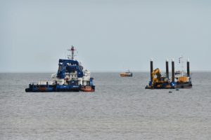 In der Nordsee haben die ersten Offshore-Bauarbeiten für den Windpark Dogger Bank begonnen ©Windpark Dogger Bank