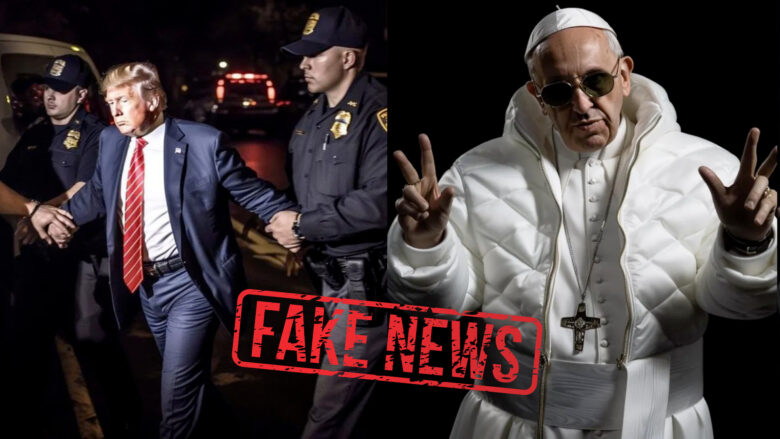 Midjourney erzeugte Bilder von Donald Trump und dem Papst. © Midjourney