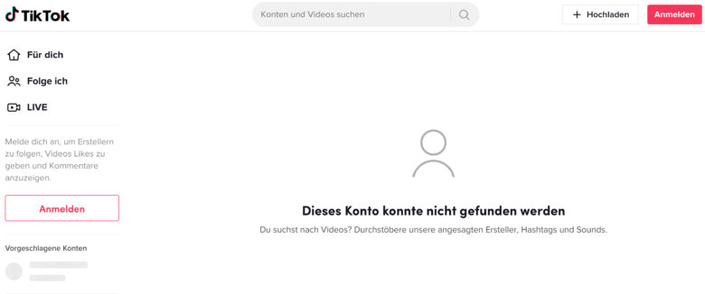 Der verschwundene TikTok-Account von TechMagnet. © Screenshot