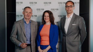 (v.l.n.r.) Peter Weinelt (Wiener Stadtwerke), Christiane Brunner (CEOs FOR FUTURE), Berthold Kren (Holcim) © CEOs for Future